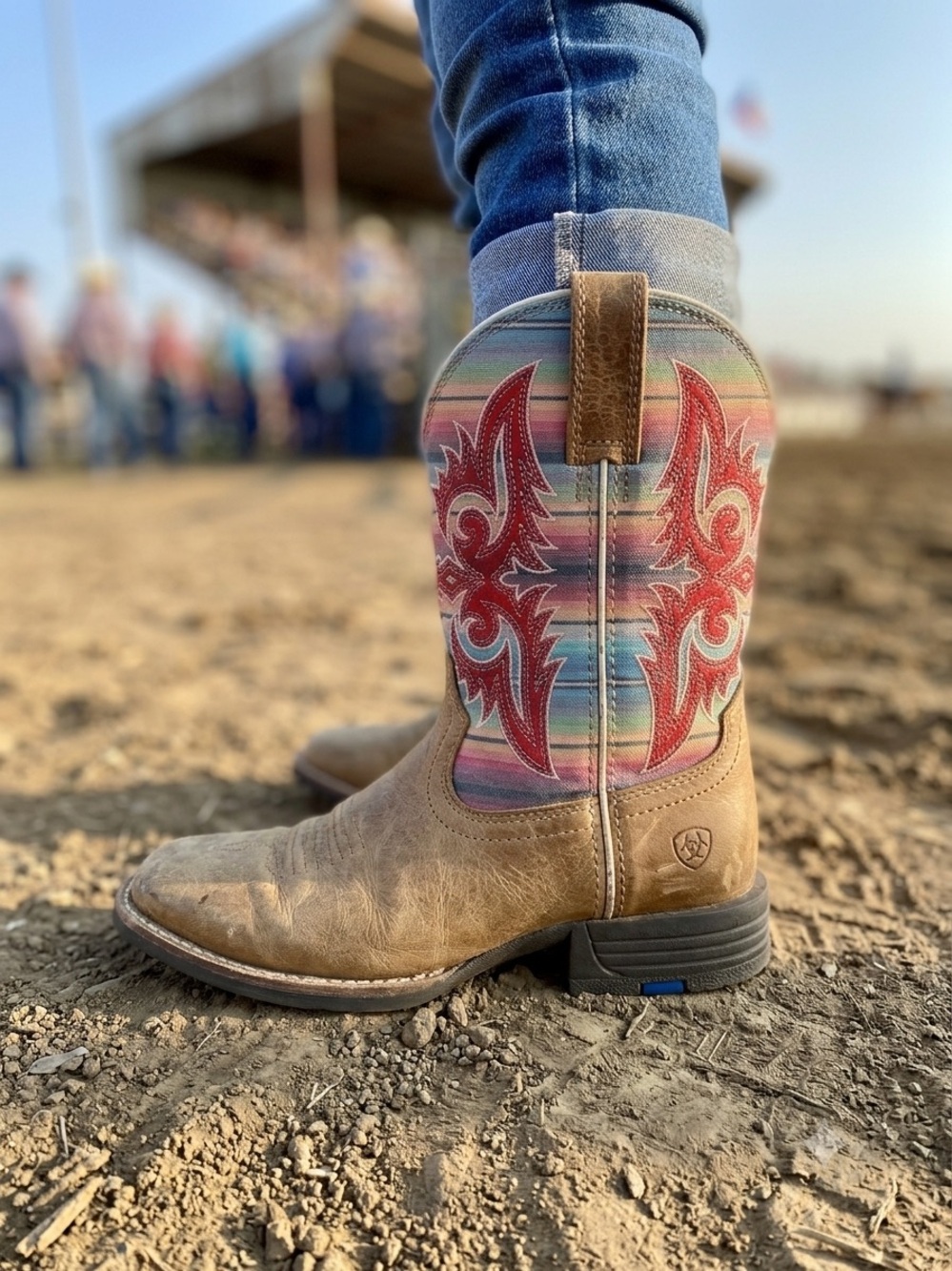 Ariat Kids Tan Boots with Embroidered Shaft Sz 1.5